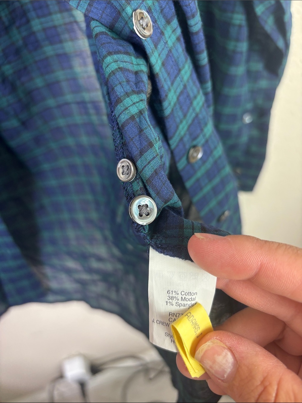 J. Crew Boy Shirt Button Down Long Sleeve Navy Blue Green Plaid Sz 10 - Picture 8 of 11